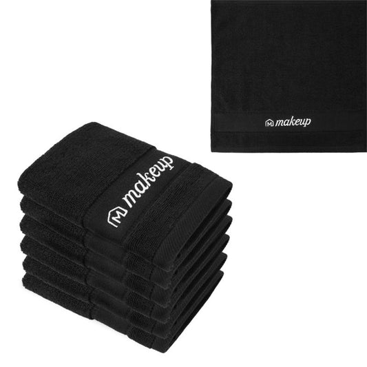 6 Pack Black Washcloths Set Pure Cotton Makeup Towel Set