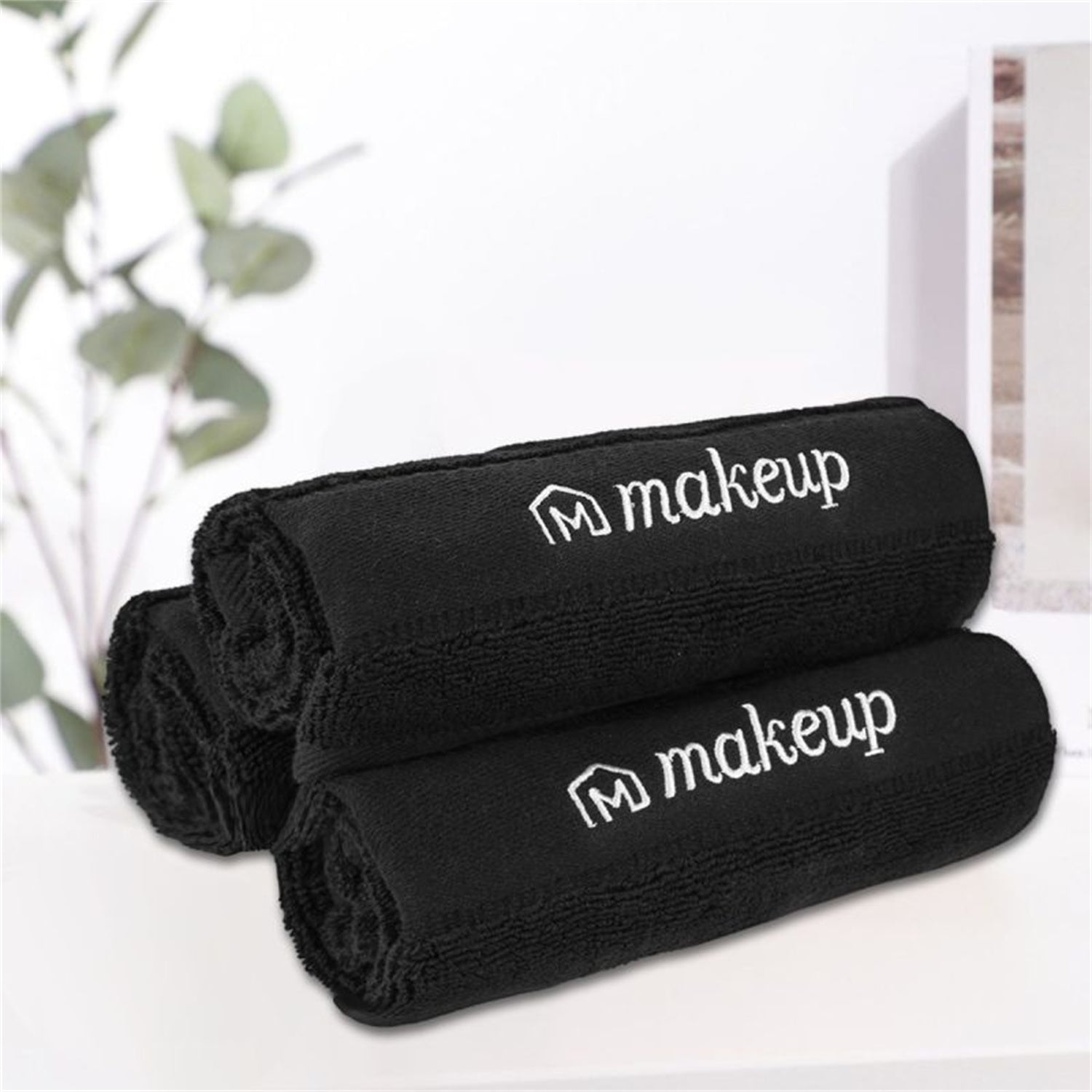 6 Pack Black Washcloths Set Pure Cotton Makeup Towel Set