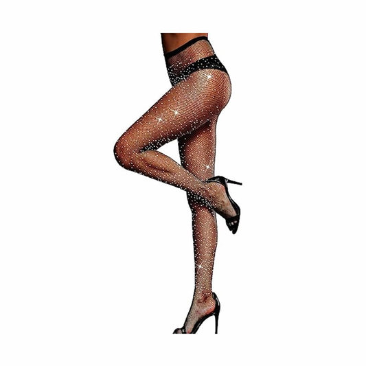 Sparkle Rhinestone Fishnets Sexy High Waist Tights